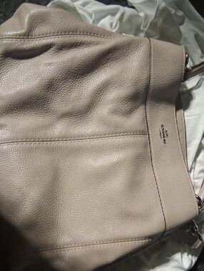 Coach Pebbled Leather Shoulder Bag in Taupe